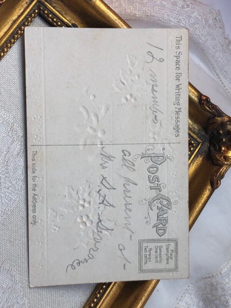 画像4: Postcard  アンティークポストカード　クリスマス　Xmas　ヤドリギとホーリー　雪景色 (4)