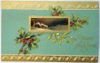 画像1: Postcard  アンティークポストカード　クリスマス　Xmas　ヤドリギとホーリー　雪景色 (1)