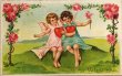 画像1: Postcard　アンティークポストカード　バレンタイン　天使とハート アメリカ1909年 (1)