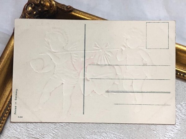 画像4: Postcard アンティークポストカード バレンタイン ハートを運ぶ天使たち (未使用) (4)