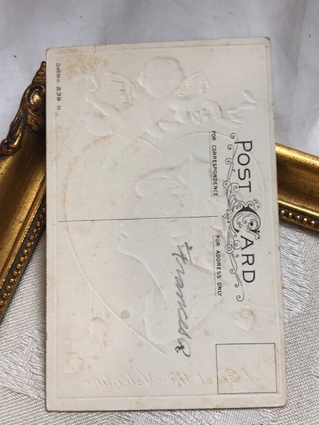 画像4: Postcard アンティークポストカード バレンタイン 女性と天使 (4)