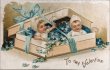 画像1: Postcard　アンティークポストカード　バレンタイン　箱の中の子ども達（天使？）　忘れな草　Ellen Clapsaddle　1908年 (1)