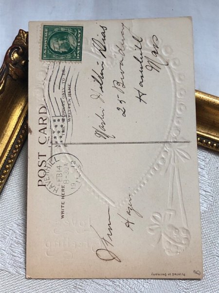 画像4: Postcard アンティークポストカード バレンタイン 天使とハートのトーチ キューピッド Ellen Clapsaddle 1912年 (4)