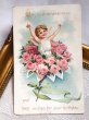 画像2: Postcard　アンティークポストカード　　天使と薔薇のお花　 Ellen Jessie Andrews ? (2)
