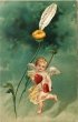 画像1: Postcard　アンティークポストカード　天使のお花占い　ハート　Ellen Clapsaddle (1)