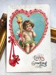 画像2: Postcard　アンティークポストカード　バレンタイン　天使とハートのトーチ　キューピッド　Ellen Clapsaddle　1912年 (2)