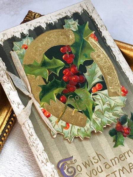 画像5: Postcard  アンティークポストカード クリスマス  ホーリー ブックレット 仕掛け  (5)