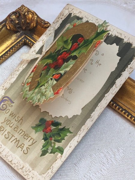 画像4: Postcard  アンティークポストカード クリスマス  ホーリー ブックレット 仕掛け  (4)