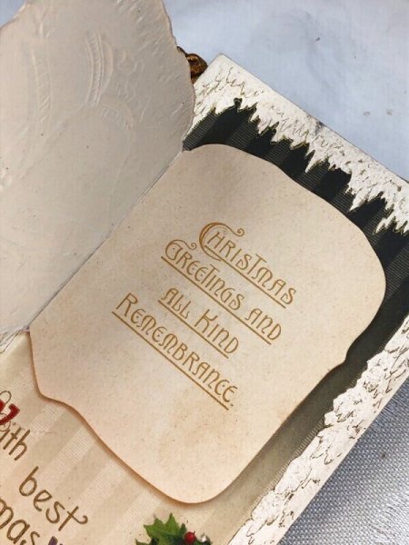 画像5: Postcard  アンティークポストカード　クリスマス　Xmas　ベルとホーリー　ブックレット　仕掛けあり　 (5)