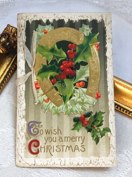 画像2: Postcard  アンティークポストカード クリスマス  ホーリー ブックレット 仕掛け  (2)
