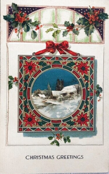 画像1: Postcard  アンティークポストカード　クリスマス　Xmas　ポインセチア　poinsettia　ブックレット　仕掛けあり　 (1)