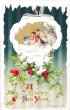 画像1: Postcard  アンティークポストカード　クリスマス　Xmas　ロビン　小鳥とホーリー　ブックレット　仕掛けあり　 (1)