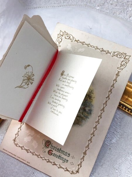 画像3: Postcard  アンティークポストカード クリスマス ポインセチア ヤドリギ ブックレット 仕掛けあり (3)
