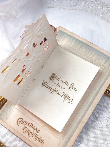 画像4: Postcard  アンティークポストカード クリスマス Xmas 窓際のポインセチア ブックレット 仕掛けあり (4)