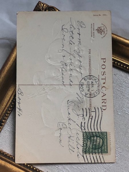 画像3: Postcard アンティークポストカード イースター  ネコヤナギとウサギさん Ellen Clapsaddle  (3)