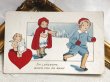 画像2: Postcard　アンティークポストカード　バレンタイン　赤ずきんちゃん風の女の子　キューピッド天使 (2)