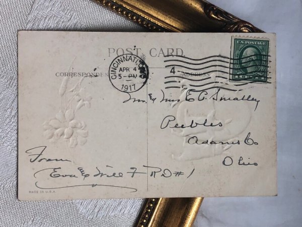 画像4: Postcard アンティークポストカード イースター 大きな卵を囲んで踊るウサギさんたち 1917年 (4)