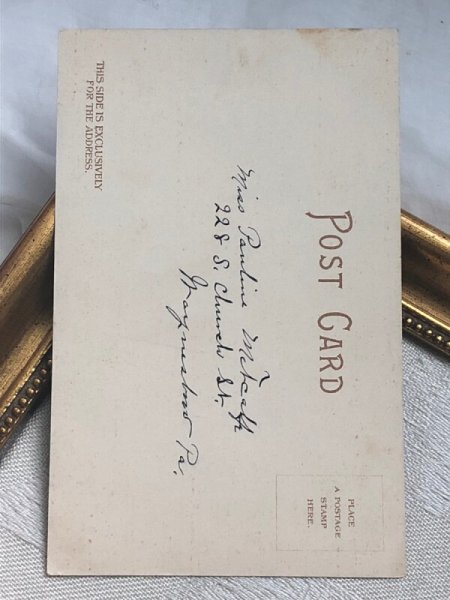 画像4: Postcard アンティークポストカード イースター  二羽の白ウサギさん Ellen Clapsaddle ? (4)