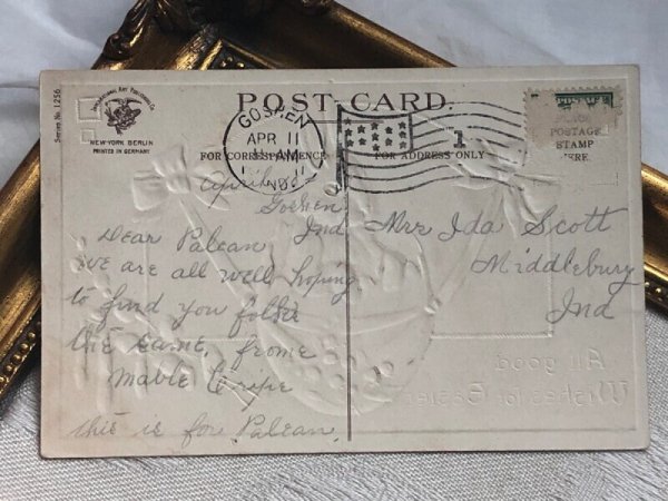 画像4: Postcard アンティークポストカード イースター  卵の中のウサギさん Ellen Clapsaddle  (4)