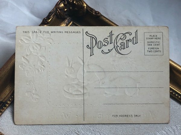 画像5: Postcard アンティークポストカード イースター 卵とウサギたち スミレ Ellen Clapsaddle (未使用) (5)
