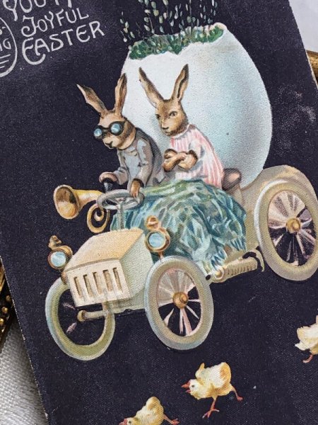 画像3: Postcard アンティークポストカード イースター  自動車に乗るウサギさん 1911年 (3)