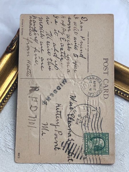 画像4: Postcard アンティークポストカード イースター  自動車に乗るウサギさん 1911年 (4)