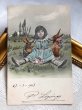 画像2: Postcard　アンティークポストカード　イースター 　ウサギさんと女の子　卵　フランス1903年 (2)