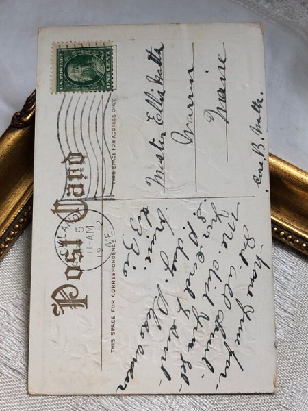 画像3: Postcard アンティークポストカード イースター  大きな卵から飛び出すウサギさん 1912年 (3)