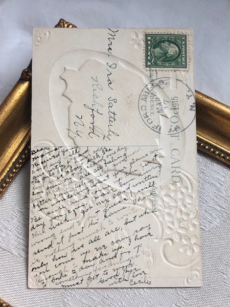 画像4: Postcard アンティークポストカード イースター  ウサギとスミレのお花 1915年 (4)