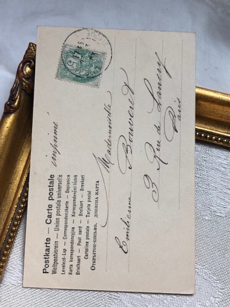 画像3: Postcard アンティークポストカード イースター  ウサギさんと女の子 大きな卵 フランス1903年 (3)