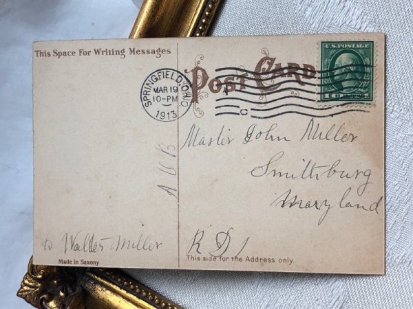 画像4: Postcard アンティークポストカード イースター  卵とウサギさん 1913年 (4)