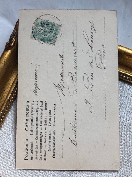 画像3: Postcard アンティークポストカード イースター  ウサギさんと女の子 卵 フランス1903年 (3)