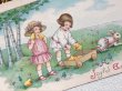 画像3: Postcard　アンティークポストカード　イースター 　ウサギ車にヒヨコさんを入れる子どもたち (3)