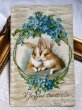 画像2: Postcard　アンティークポストカード　イースター 　ウサギさんと忘れな草のお花 (2)