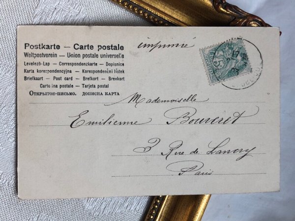 画像3: Postcard アンティークポストカード イースター  ウサギさんと女の子 卵 フランス1903年 (3)