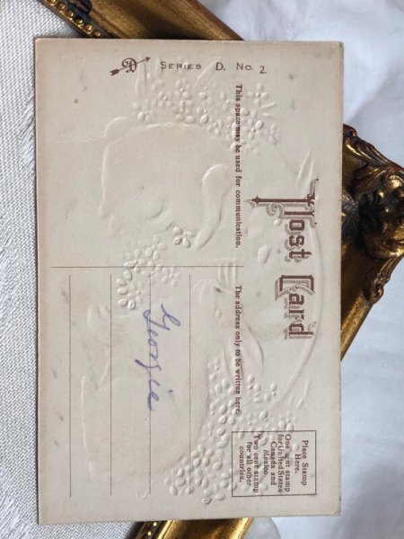 画像3: Postcard アンティークポストカード イースター  ウサギさんと忘れな草のお花 (3)