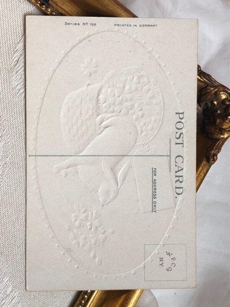 画像3: Postcard アンティークポストカード イースター  ウサギさんと黄色のお花 (未使用) (3)