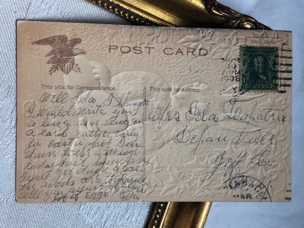 画像4: Postcard アンティークポストカード イースター  卵とウサギさん 1908年 (4)