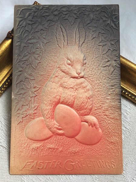 画像2: Postcard アンティークポストカード イースター  卵とウサギさん 1908年 (2)