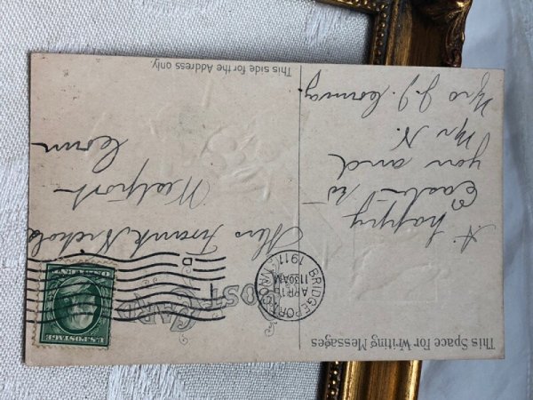 画像4: Postcard アンティークポストカード イースター  卵を持ち出すウサギさん ニワトリ ヒヨコ 1911年 (4)