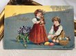 画像2: Postcard　アンティークポストカード　イースター 　ウサギさんと子どもたち　卵　1908年 (2)