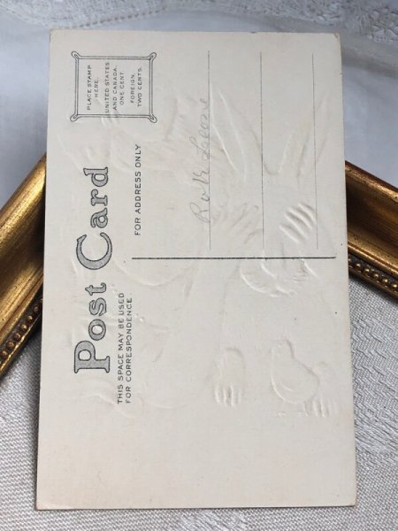 画像4: Postcard アンティークポストカード イースター  目隠しされるウサギさんと女の子 ヒヨコ (4)