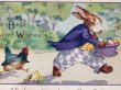 画像3: Postcard　アンティークポストカード　イースター 　卵を持ち出すウサギさんを追いかけるニワトリ　 (3)