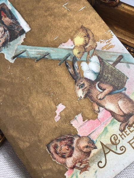 画像3: Postcard アンティークポストカード イースター  卵を持ち出すウサギさん ニワトリ ヒヨコ 1911年 (3)