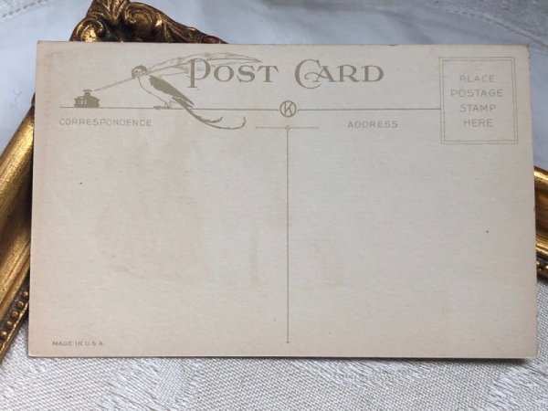 画像3: Postcard アンティークポストカード イースター  卵にペイントをするウサギのお母さん (未使用) (3)