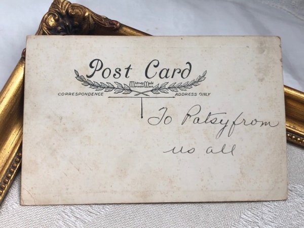 画像5: Postcard アンティークポストカード イースター  雨の日のウサギさんと女の子 傘 スイセン (5)