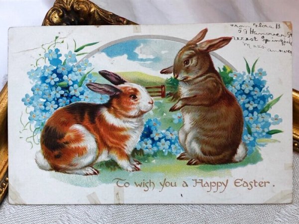 画像2: ▼SALE▼ Postcard  アンティークポストカード イースター ウサギさん (2)