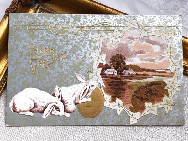 画像2: Postcard アンティークポストカード イースター  ウサギ (未使用) (2)