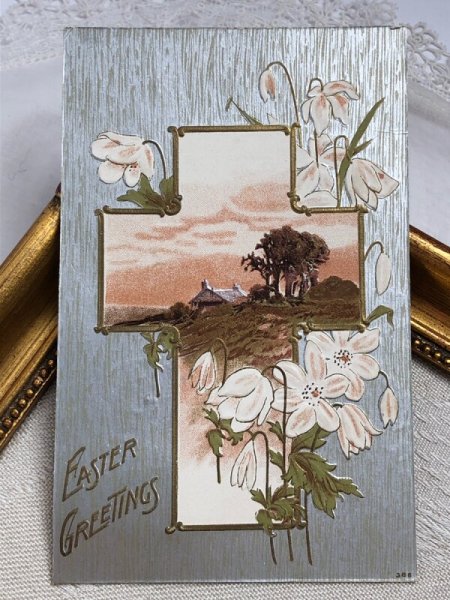画像2: Postcard　アンティークポストカード　イースター 　花　1911年 (2)