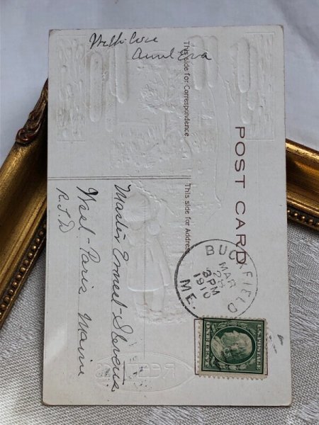 画像5: Postcard アンティークポストカード イースター  ウサギさんと女の子 1910年 (5)